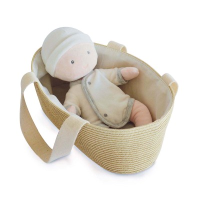 Poupon bébé avec couffin - Pol - Blanc et gris - 28 cm