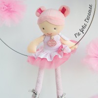 poupée de chiffon danseuse avec tutu rose et 2 chignons roses - Jolijou