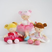 Jolijou - Poupée chiffon brune avec robe blanche danseuse