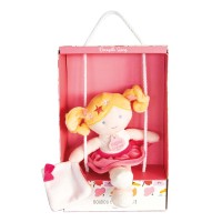 poupee de chiffon blonde avec 2 couettes et  jupe rose - Jolijou