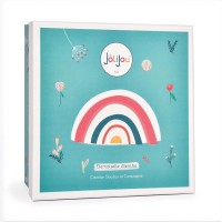 petite poupee rousse avec robe bleue et ours à la main - Jolijou