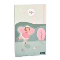 poupee chiffon fée avec robe et ailes roses, brune avec couronne de paquettes blanches - Jolijou