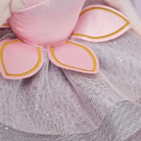 poupée tissu danseuse blonde avec chignon, justaucorps rose, tutu noir et chaussons gris - Jolijou