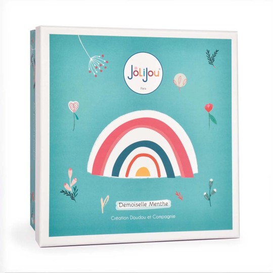 petite poupee rousse avec robe bleue et ours à la main - Jolijou