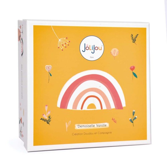 poupee noire avec robe jaune tenant à sa main un ours rose - Jolijou