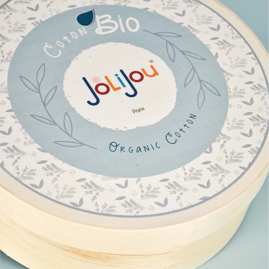 poupée de chiffon en coton bio avec couette blonde, robe imprimé vert - Jolijou