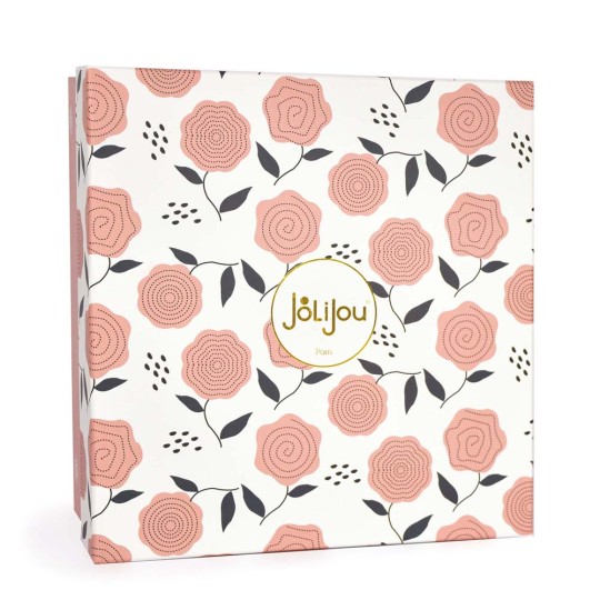 poupee avec couettes blondes, robe et chaussons bleu marine - Jolijou